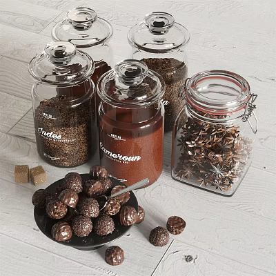 Ceramic Storage Jars with Airtight Lids for Coffee Beans Cocoa Powder Star Anise and Truffles 3d model