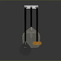 Stainless Steel Kitchen Tool With Three Black Rods Orange Brush And Circular Blade