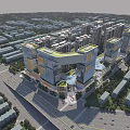 Aerial Urban Planning with High Rise Buildings Green Spaces and Road Layouts