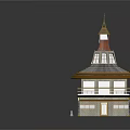 Traditional Classical Tower Architecture With Multi layered Structure And Golden Red Roof