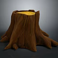 Natural Wooden Tree Trunk Stump Stool with Stone Top and Textured Roots