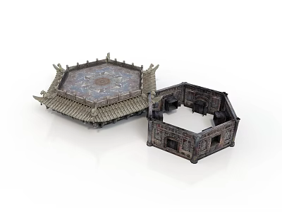 Traditional Chinese Architecture Model With Octagonal Roof Structure And Intricate Design 3d model