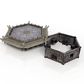 Traditional Chinese Architecture Model With Octagonal Roof Structure And Intricate Design