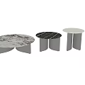 Modern Round Coffee Table Set With Marble Top Metal Base And Different Sizes Design 3d model