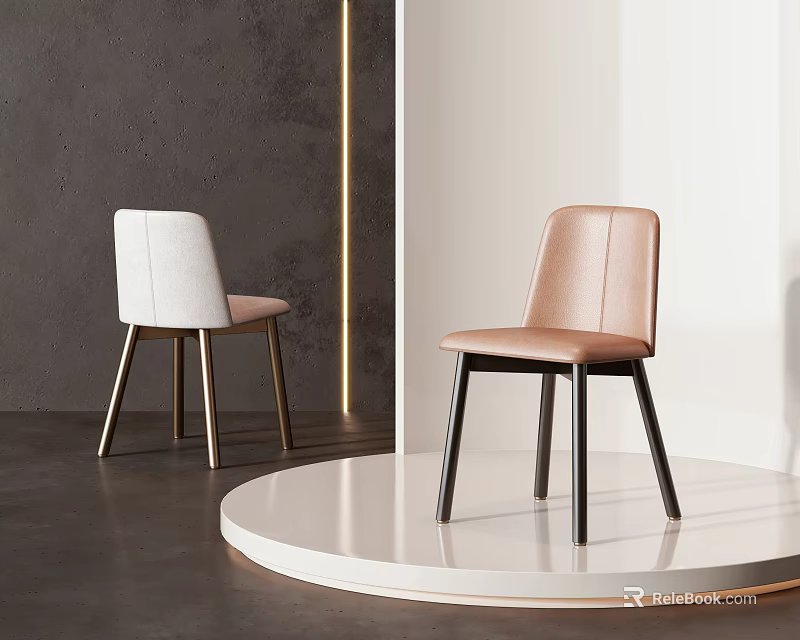 Modern Single Chairs With Light Gray Blush Pink Upholstery And Metal Legs 3d model 