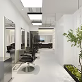 Modern Beauty Hair Salon Interior Design With White Decor Reception Desk Hairdressing Chairs And Mirrors