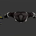 Dark And White Armored Warrior Helmet Belt With Yellow Black Weapon 3D Render