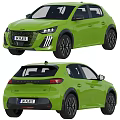 Green Peugeot Hatchback With Modern Design Black Alloy Wheels LED Headlights And UK License Plate