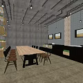 Modern Public Office Space With Industrial Style Desks Chairs Wooden Ceiling And Artwork