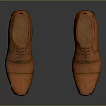 Orange Leather Lace Up Brogue Shoes With Perforated Details And Brown Sole