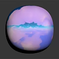 Glossy Decorative Sphere With Soft Pastel Purple And Blue Abstract Cloud Like Patterns 3d model