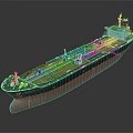 Large Oil Tanker Marine Vessel With Green Deck And Red Hull Structure