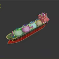 LNG Carrier Ship Featuring Red Hull Green Superstructure And Spherical Tanks 3d model
