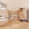Luxury SPA Sauna Reception Area With Modern Design Butterfly Decorations And Soft Lighting