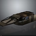 Futuristic Dark Colored Spaceship Structure With Sleek Design Transparent Windows And Illuminated Panels