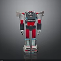 Winged Robot Action Figure With Red White Blue Gray Colors And Standing Pose