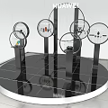 Modern Ornament Decoration Set With Multiple Circular Metal Display Stands 3d model