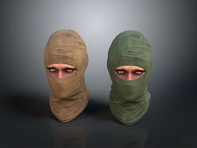 Brown and Green Balaclava Full Face Cover Tactical Headwear for Outdoor Use 3d model
