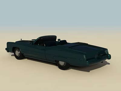 Vintage Green Convertible Car With Long Body Classic Design On Light Sandy Background 3d model