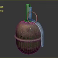 Military Hand Grenade Weapon with Metal Body A35-45 Marking Fuse Ring and Pin Component