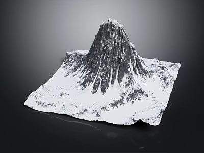 Snow Covered Mountain Terrain With Rocky Texture And Square Base 3d model