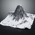 Snow Covered Mountain Terrain With Rocky Texture And Square Base