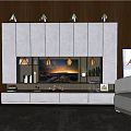 Modern Gray TV Cabinet With Storage And Beige Sofa In Living Room