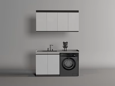 Modern Bathroom Cabinet with Wall Cabinet Sink and Washing Machine 3d model
