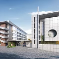 Modern School Simple Primary School 3d model