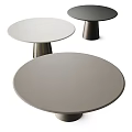 Modern Round Dining Table With Dark Gray Tabletop And Conical Brushed Metal Base 3d model