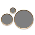 Three Circular Gold Framed Mirrors in Different Sizes for Wall Decor 3d model