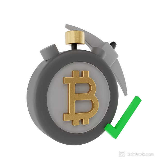 Decorative Ornament Set With Bomb Shaped Design Golden Bitcoin Symbol And Green Checkmark 3d model 