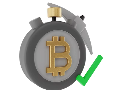 Decorative Ornament Set With Bomb Shaped Design Golden Bitcoin Symbol And Green Checkmark 3d model