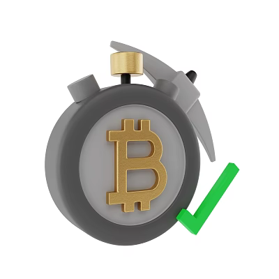 Decorative Ornament Set With Bomb Shaped Design Golden Bitcoin Symbol And Green Checkmark 3d model