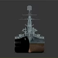 Detailed Battleship Model As Historical Water Transport With Turrets And Upper Structures