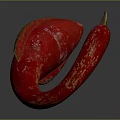 Fresh Red Curved Chili Pepper With Shiny Surface And Natural Shape