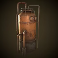 Rustic Aged Copper Industrial Tank With Metal Pipes And Support Frame