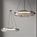 Modern Transparent Circular Pendant Lights With Metallic Frame And Illuminated Glow Design
