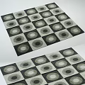 Square Rug With Geometric Circle Pattern In Black White Gray Grid Design Style 3d model