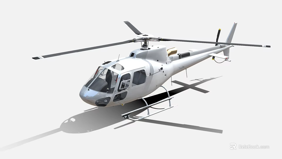 Modern White 3D Helicopter Model Featuring Rotors Cockpit Landing Gear and Fuselage 3d model 