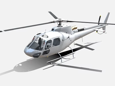 Modern White 3D Helicopter Model Featuring Rotors Cockpit Landing Gear and Fuselage 3d model