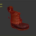 Orange and Black Leather Ankle Boots with Rubber Sole Laces and Stitching