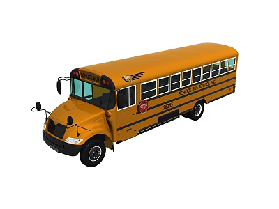 Yellow School Bus Exterior With Side View Stop Sign And Windows 3d model