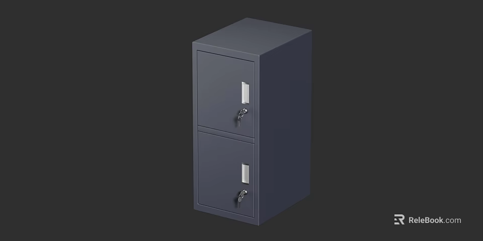 Dark Gray Double Door Lockable Storage Cabinet With Secure Metal Design 3d model