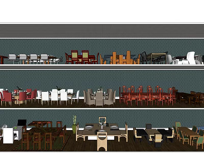 Modern Dining Table and Chair Combination 3d model
