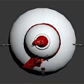 Cute Cartoon Snowman Character Wearing Red Santa Hat And Red Scarf With Black Buttons