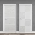 Modern White Wooden Interior Doors With Metal Handles And Panel Design