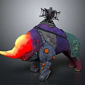 Mechanical Rhino Character With Colorful Body Futuristic Components And Decorative Parts