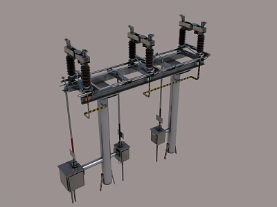 Industrial Electrical Equipment High Voltage Disconnect Switch With Post Insulators Metal Frame And Operating Mechanism 3d model