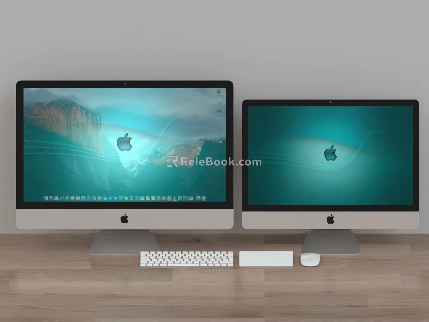 Apple Computer Office Computer Monitor Screen Keyboard Mouse Host Desktop Mechanical Keyboard 3d model